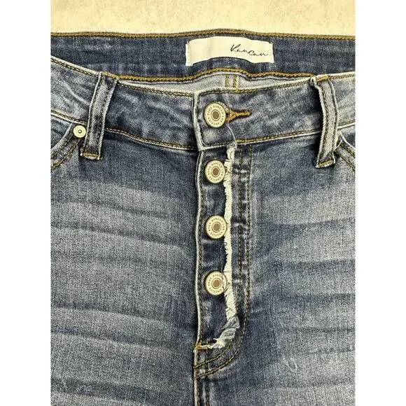 Kancan Womens Size 11 29 Estilo High Rise Distress Button Fly Jeans Medium‎ Wash - Picture 2 of 9